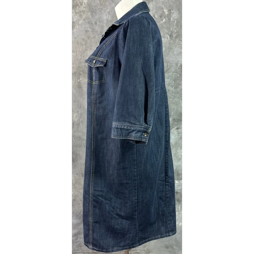 Tallissime Women's 1/2 Slv Blue Denim Midi Dress sz 18W (15653) - Picture 4 of 10